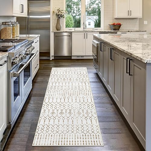 Anidaroel Alfombras de pasillo para pasillo de 2 x 6, alfombras marroquíes lavables, antideslizantes, alfombra de cocina con respaldo de goma,