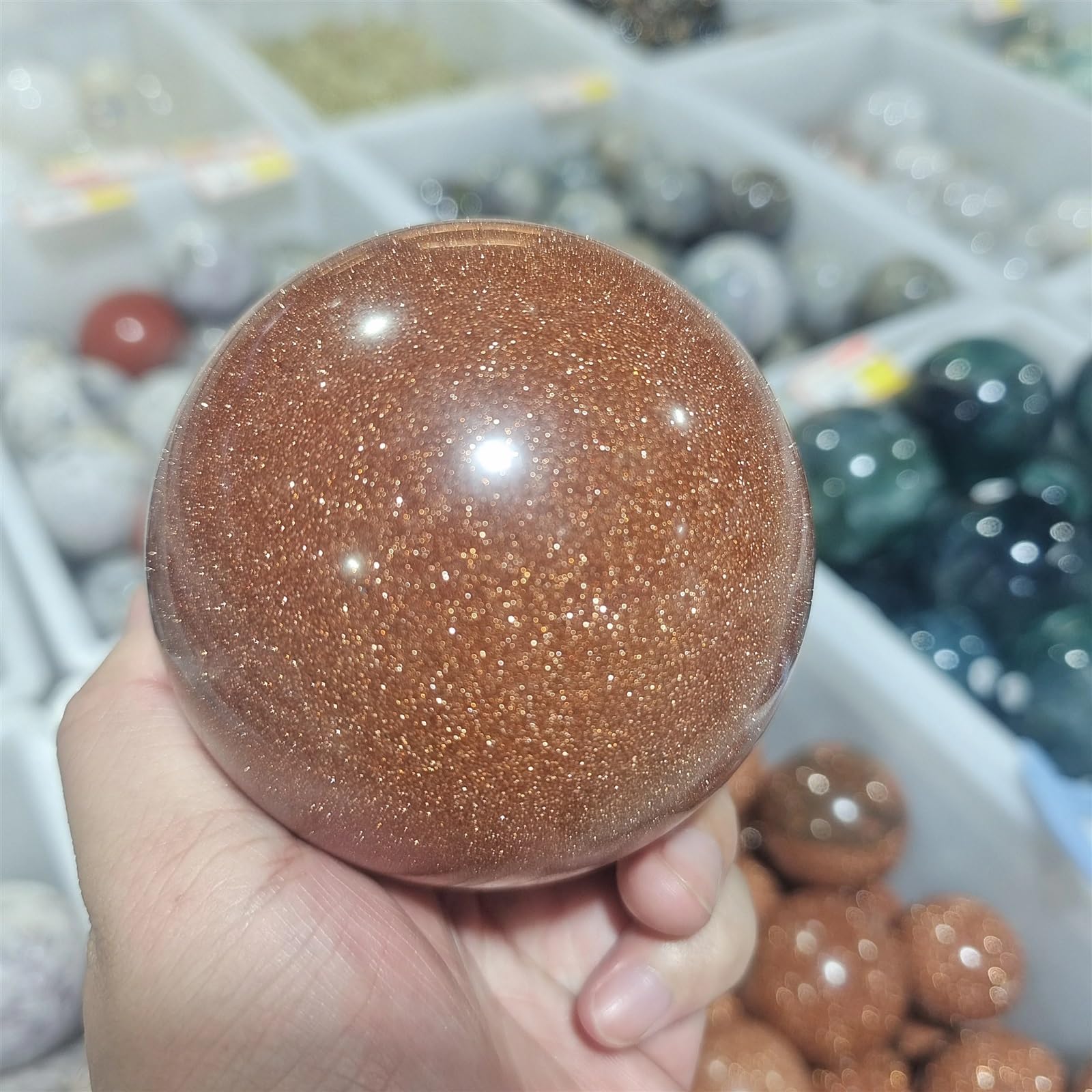 CYVXCPPGI Gold Sand Ball Quartz Crystal Ball Carving Crafts Home Decoration Ornaments (Size : 71-80mm)