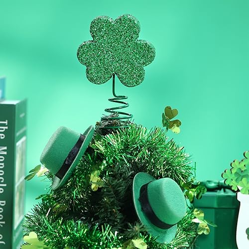 Miniatura 4 de 2 piezas de decoración para árbol de San Patricio, corazón romántico, trébol de metal con purpurina para San Valentín, fiesta irlandesa de San