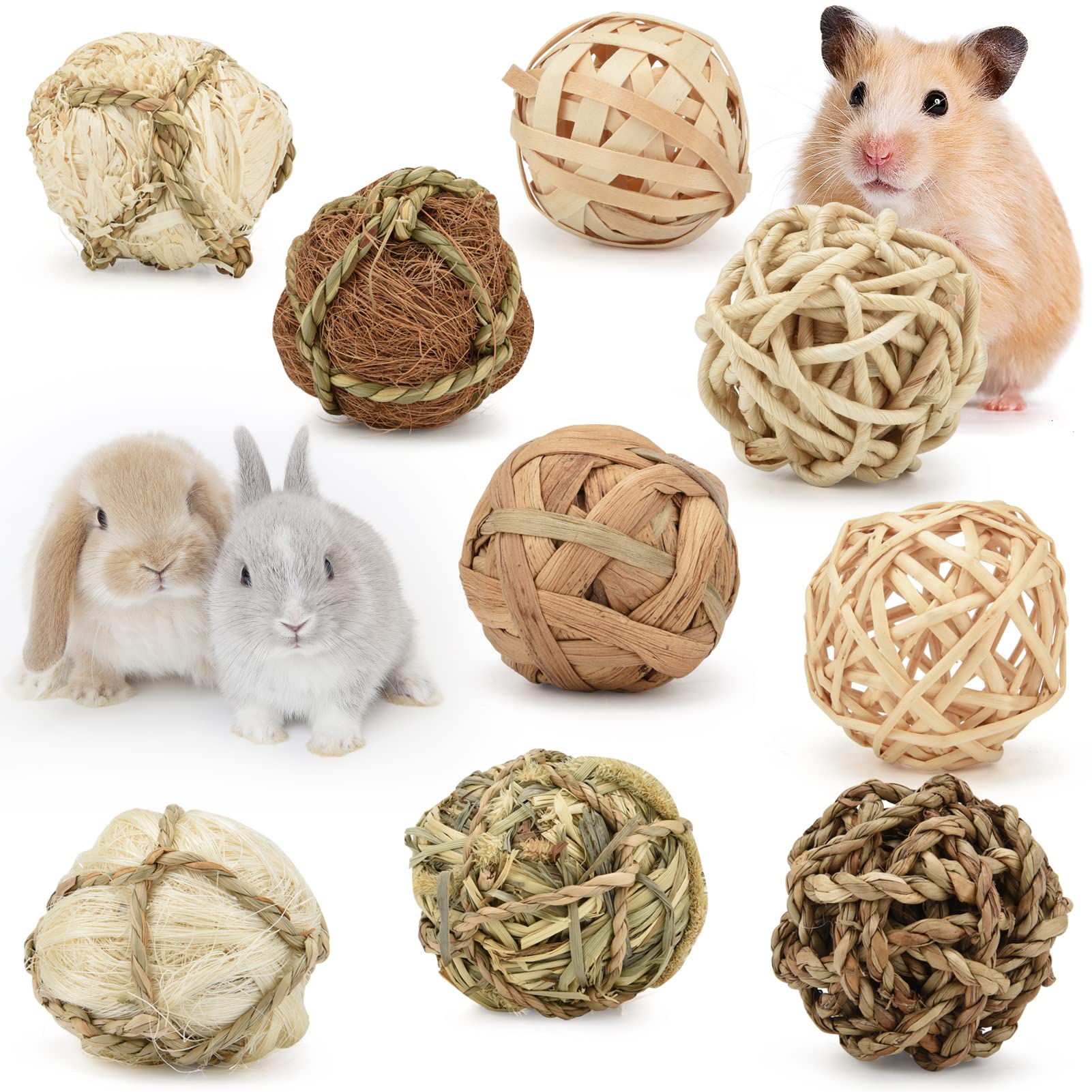 ZYXY 9 Pack Small Animals Play Balls Rolling Chew Toys