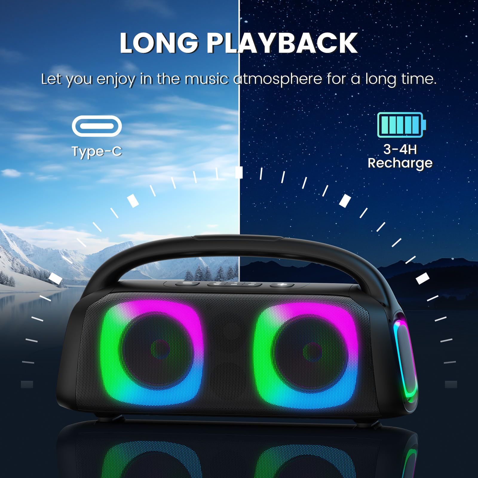JYX Karaoke con 2 Microfonos, Bluetooth Cassa Karaoke Professionale Completo con Suono Stereo Potente, 2 Karaoke Microfoni Wireless 30M, TF/USB/AUX, RGB, Lunga Autonomia