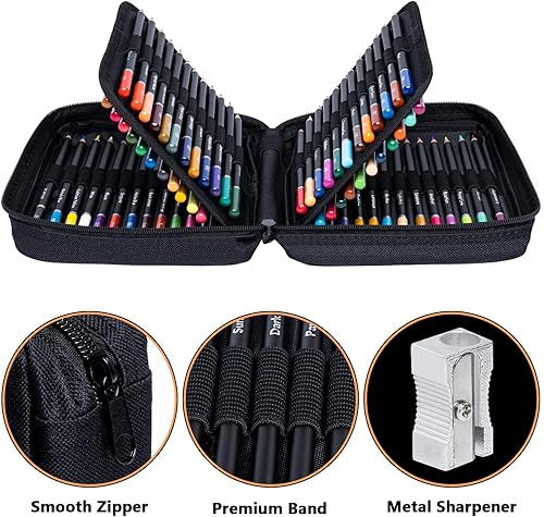 Miniatura 9 de 120 lápices de colores para adultos, juego de lápices profesionales de dibujo de núcleo suave con estuche con cremallera, lápices de colores para