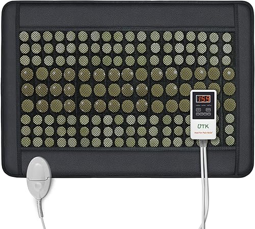 UTK Almohadilla térmica infrarroja lejana para espalda de 21 x 31 pulgadas densa 108 jade y 42 piedras de turmalina bolsa de almacenamiento de