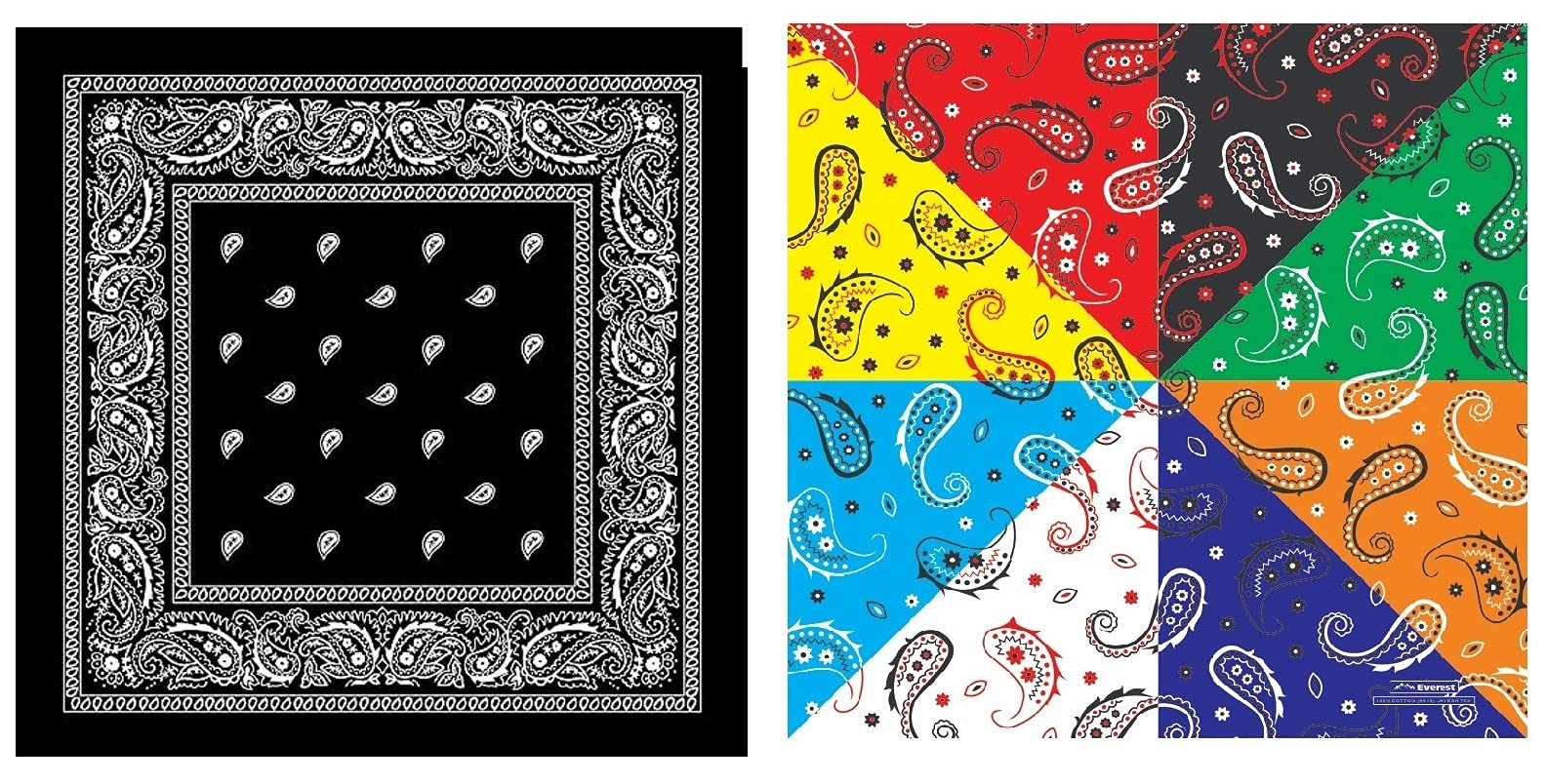 Run India 3 Pcs The Original Bandana in Premium 100% Soft Cotton Superior Thickness Paisley Pattern with Multi Exclusive Colors