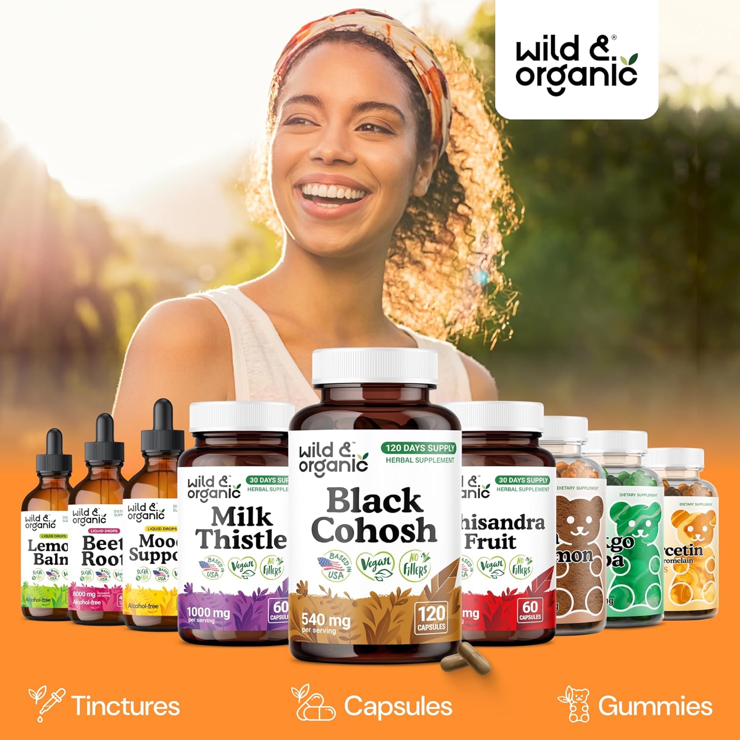 Wild & Organic Black Cohosh Capsules 540 mg - Menopause Supplements for Women - Black Cohosh Herb - 120 Days of Supply - Vegan, No Fillers, Non-GMO - 120 Count - Image 6