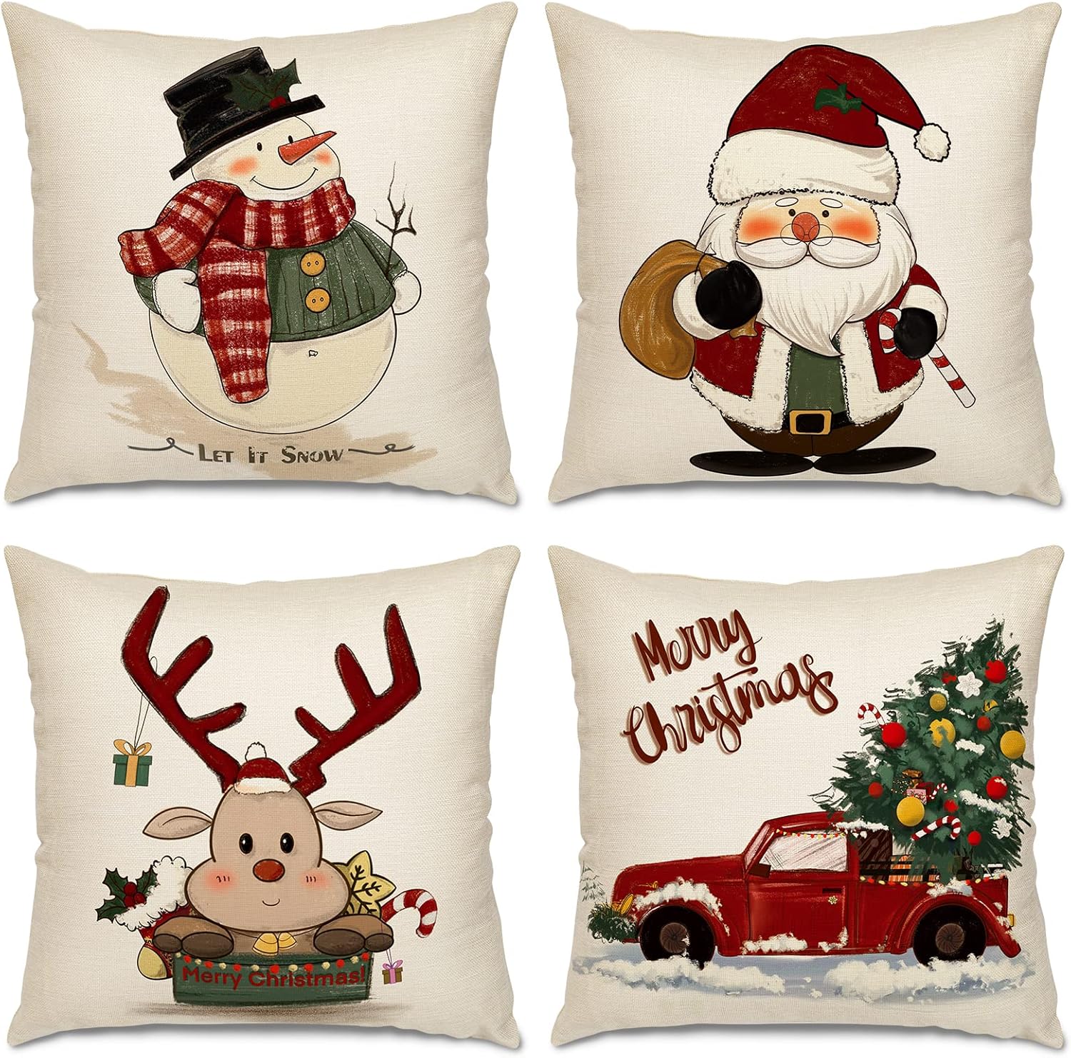Jumlys Christmas Pillow Covers 18×18 Inch Set of 4, Throw