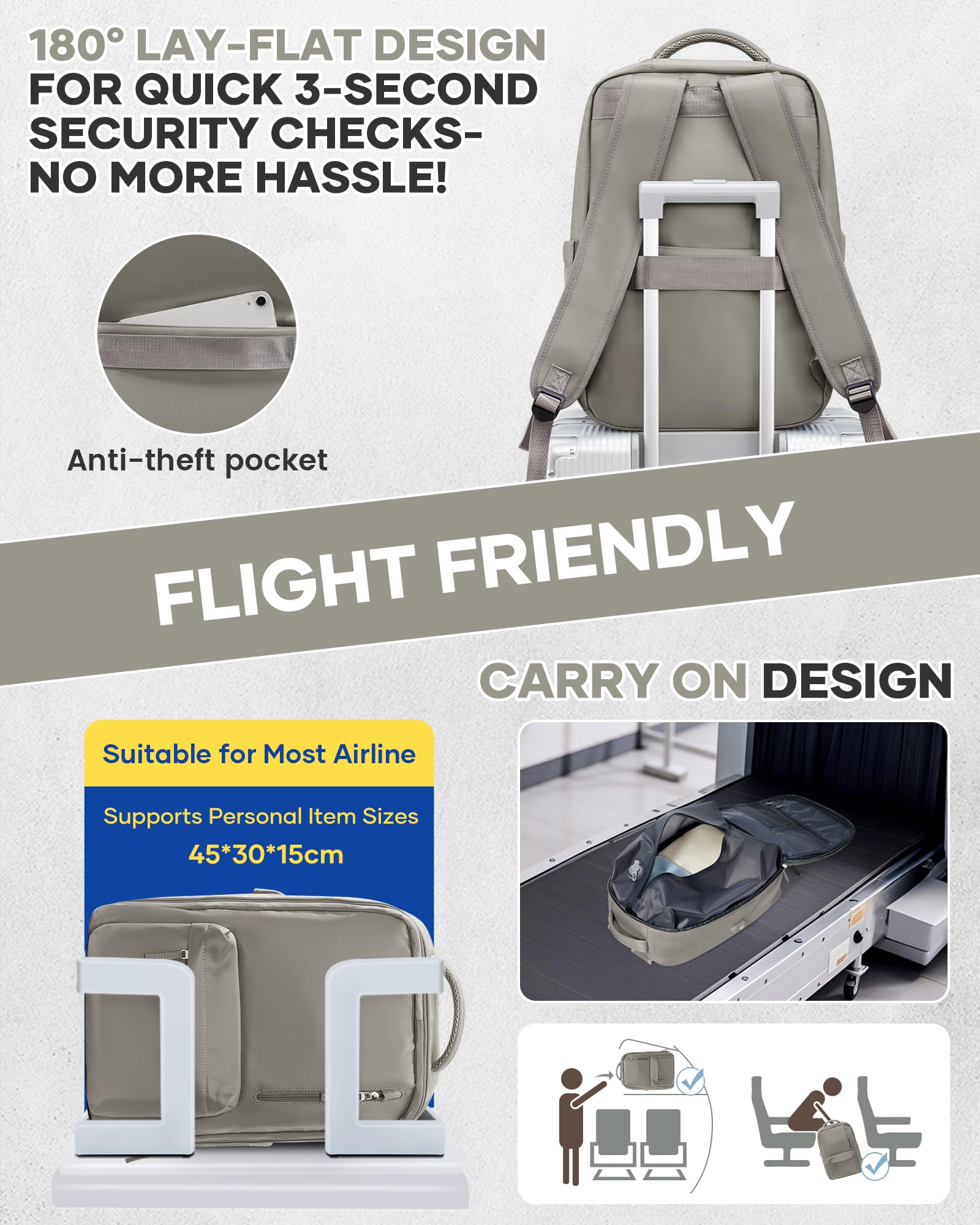 BJLFS Borse da Cabina per Ryanair 40×20×25 Zaino da Viaggio con Sottovuoto Bagaglio a Mano Easyjet 45×36×20,Zaino con sistema di compressione,Zaino Casual per laptop da 14 pollici per scuola