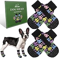 Vista 54 de EXPAWLORER - Calcetines antideslizantes para perros, evitan que se laman las patas, para pavimento caliente, pisos de madera, botines para perros