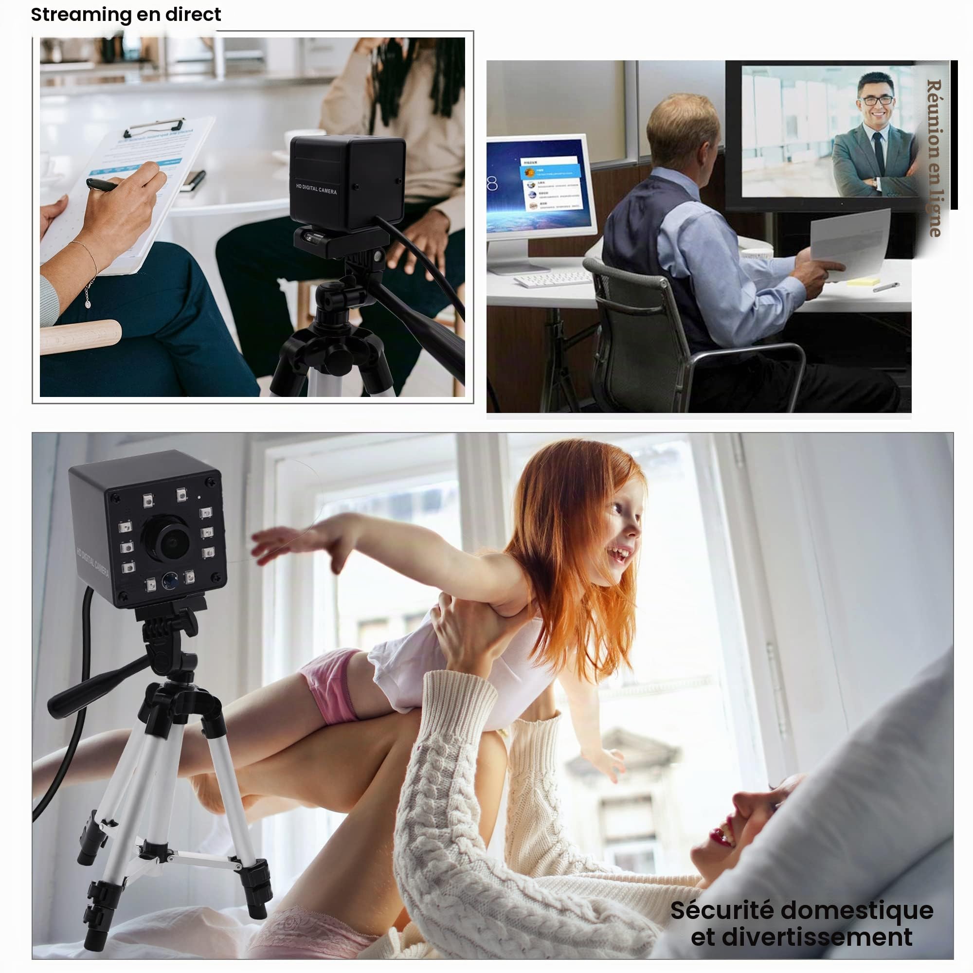 Svpro 1080P Caméra de Vision Nocturne Fisheye USB CMOS OV2710 IR LED Webcam Infrarouge Avec IR Cut HD Surveillance de Sécurité Domestique et Projets Industriels Intégrés