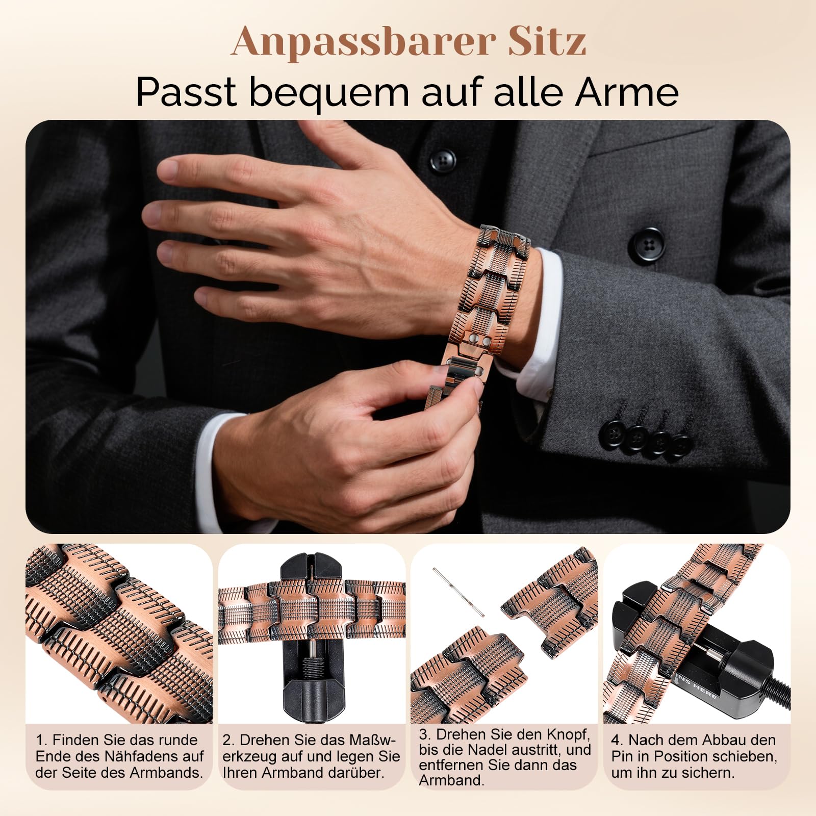Pulsera magnética para hombre de doble fila de titanio, imanes ultrafuertes, con herramienta de ajuste y caja de regalo