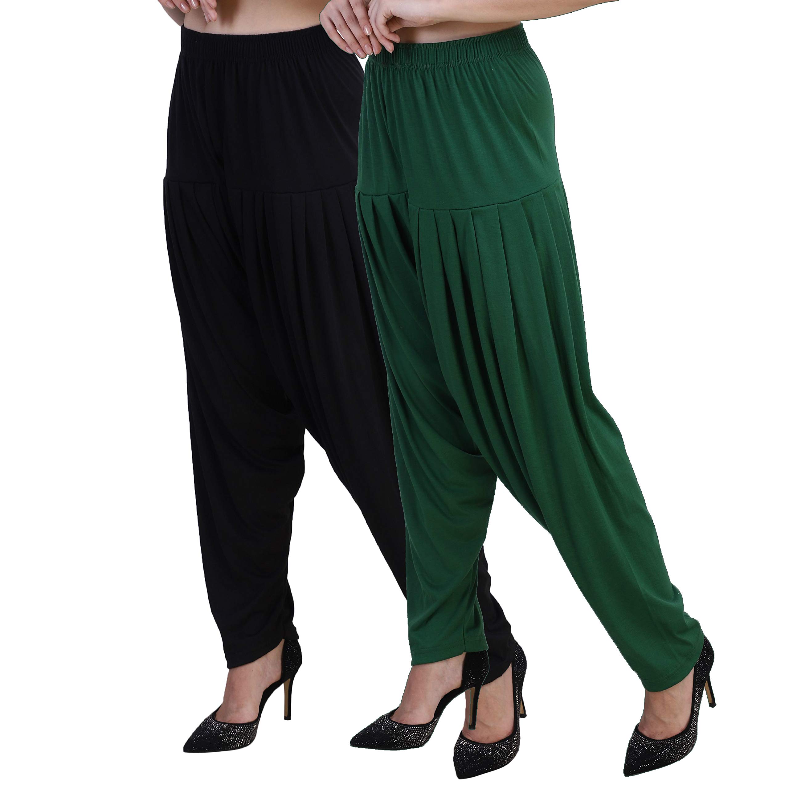 casuals Women Drawstring Patiala Harem Pants Black Green Pink Combo 3-picture-19