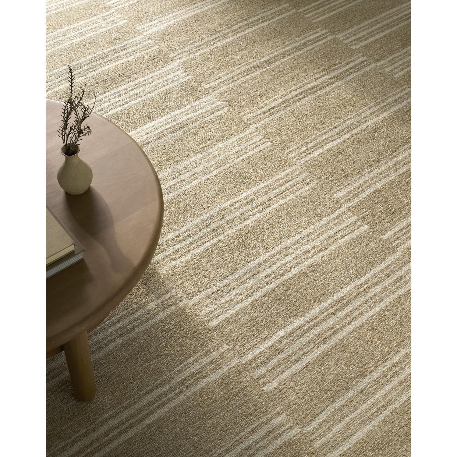 Livabliss x Our PNW Home Area Rugs - 2x3 Idaho Modern Beige Rug for Living Room Bedroom - 100% Wool Hand Tufted Ivory Sandstone Carpet for Home Office