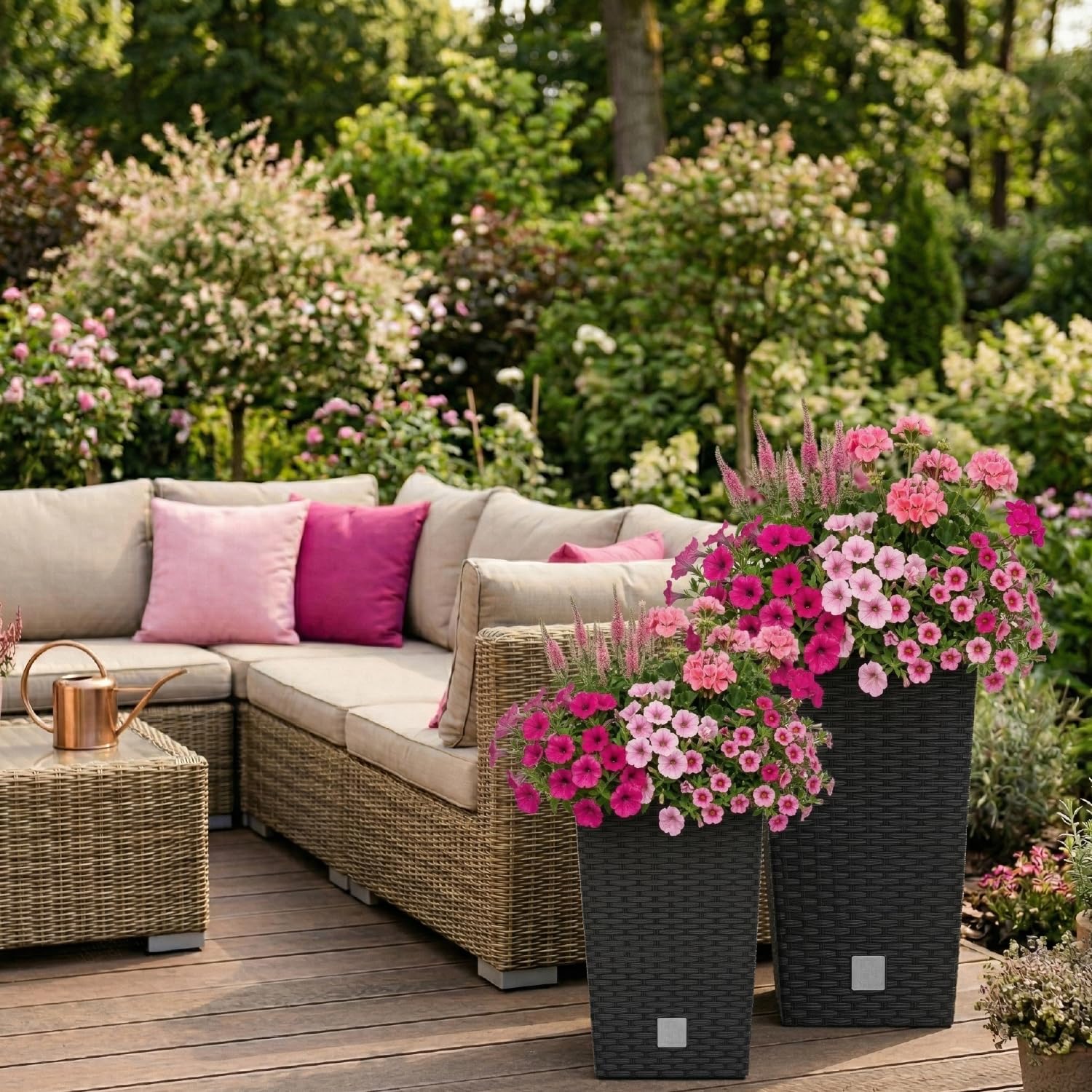 Vaso di fiori Rato 49 litri con inserto 32,5 x 32,5 x 61 cm in colore antracite.
