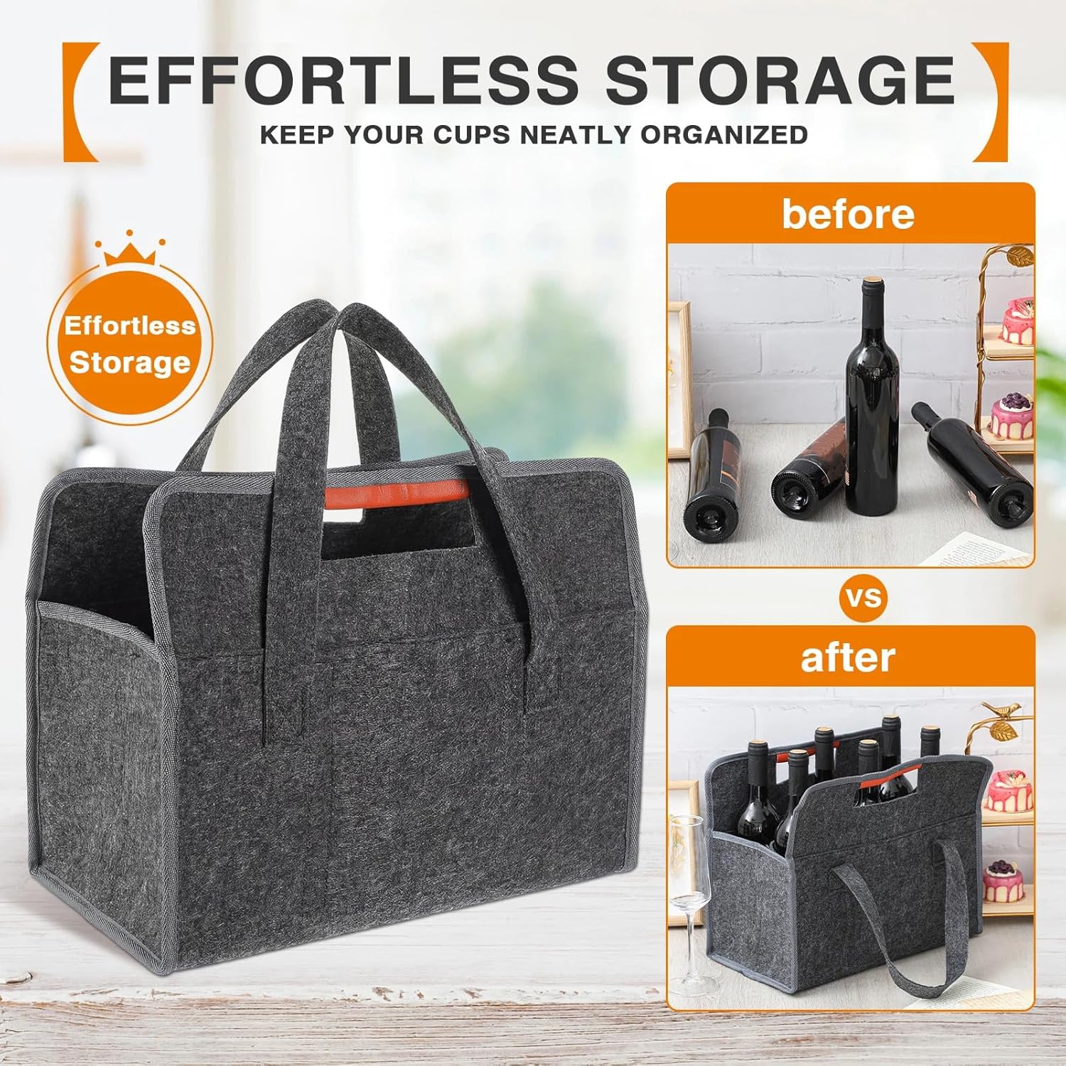 Moukeren 6 Cup Drink Carrier with Handle Reusable Drink Caddy Portable Coffee Cup Holder with Folding Design Adjustable Dividers for Delivery, Car, Take Out, Outdoors - Image 4