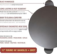 Vista 2 de Old Stone Pizza Kitchen - Piedra redonda esmaltada para pizza con asas para horno y parrilla, 13 pulgadas