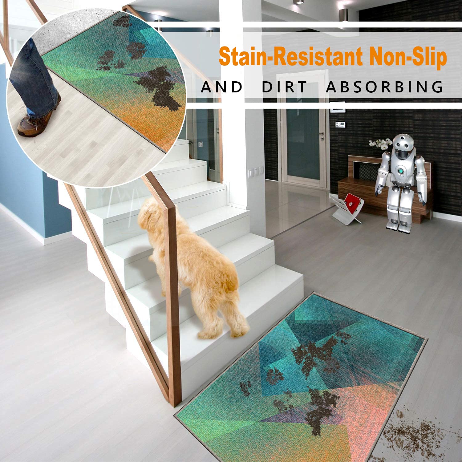Tapis Moderne 60x180cm, Tapis sur Mesure Motif 3D Antidérapant résistant Lavable pour Chambre, Cuisine, Descente de Lit