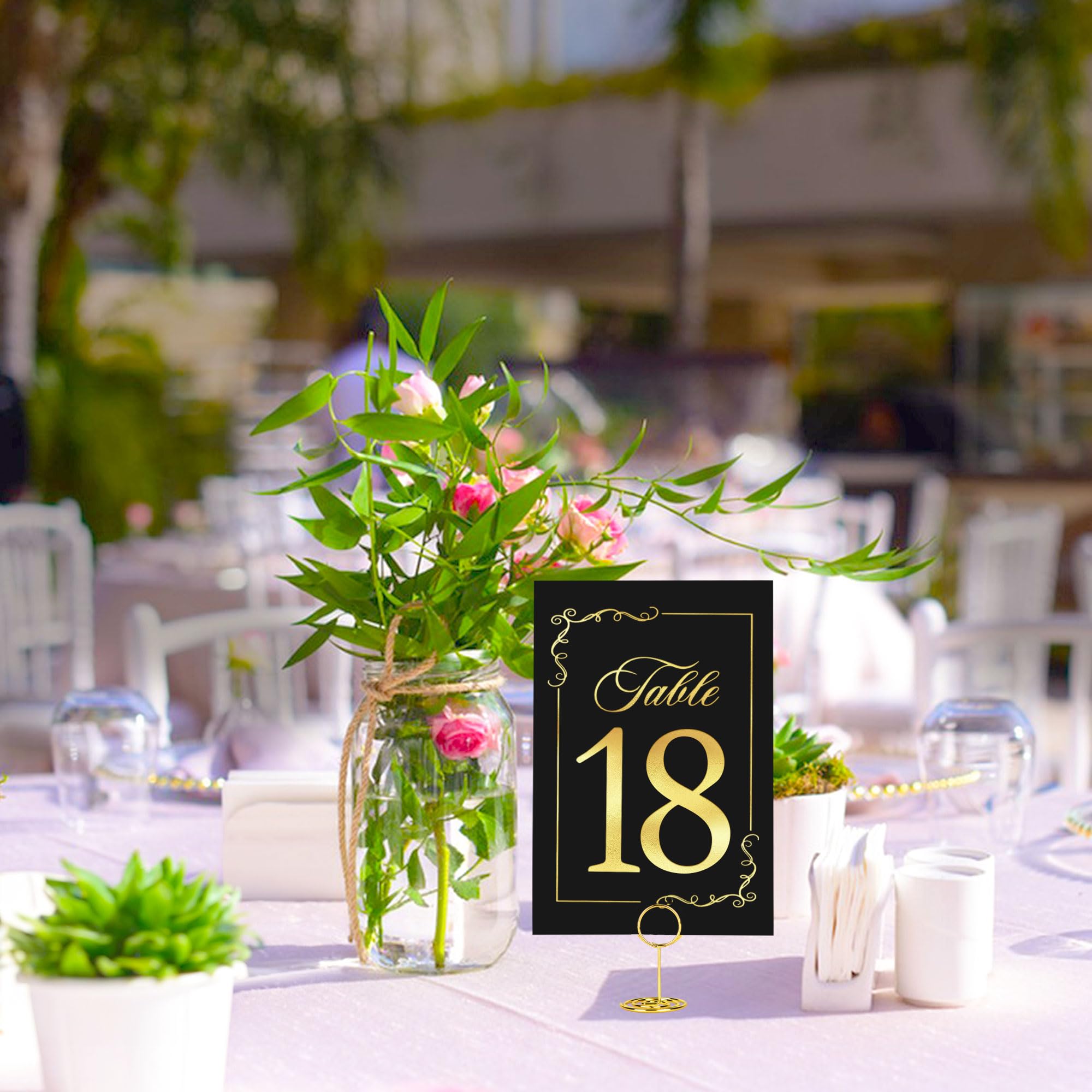 31 Numéros De Table Mariage Dorés + Supports Cartes - Pour Réceptions, Anniversaires, Fêtes - 13