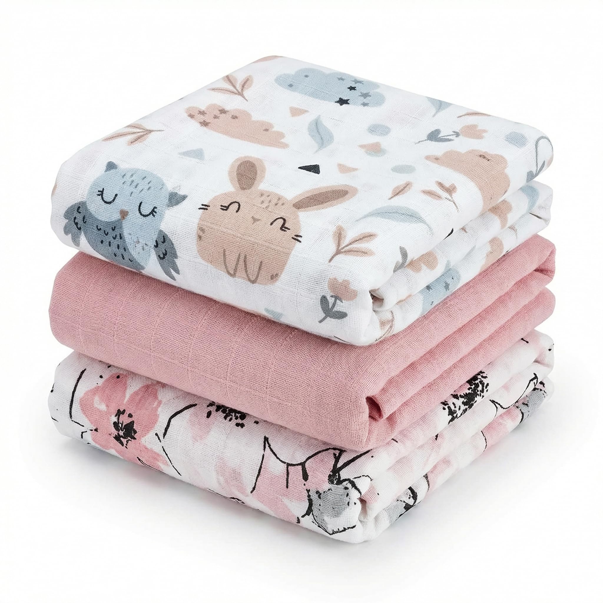 BABYSAFE Mussole Neonato Cotone Biologico 80x70cm Pacco da 3 Certificato OEKO-TEX Made in Europe