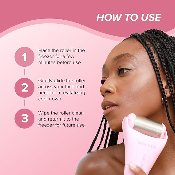 SKIN GYM IceCool Stainless Steel Ice Roller for Face | Cryo Facial Ice Roller for Puffiness & Redness Relief | Cold Face Roller to Tighten Pores & Soothe Skin