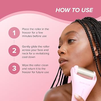 SKIN GYM IceCool Stainless Steel Ice Roller for Face | Cryo Facial Ice Roller for Puffiness & Redness Relief | Cold Face Roller to Tighten Pores & Soothe Skin