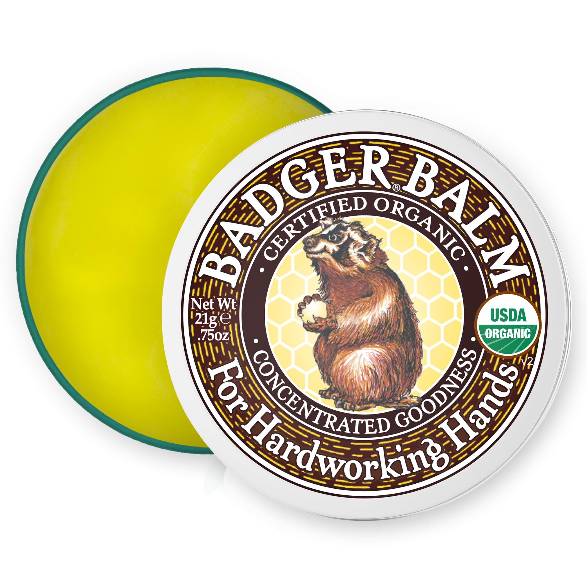 Badger Healing Balm, Hard Working Hands Cream, Organic Hand Cream for Dry Cracked Hands, Long Lasting Hand Moisturizer/Dry Hands Treatment, .75 oz Tin