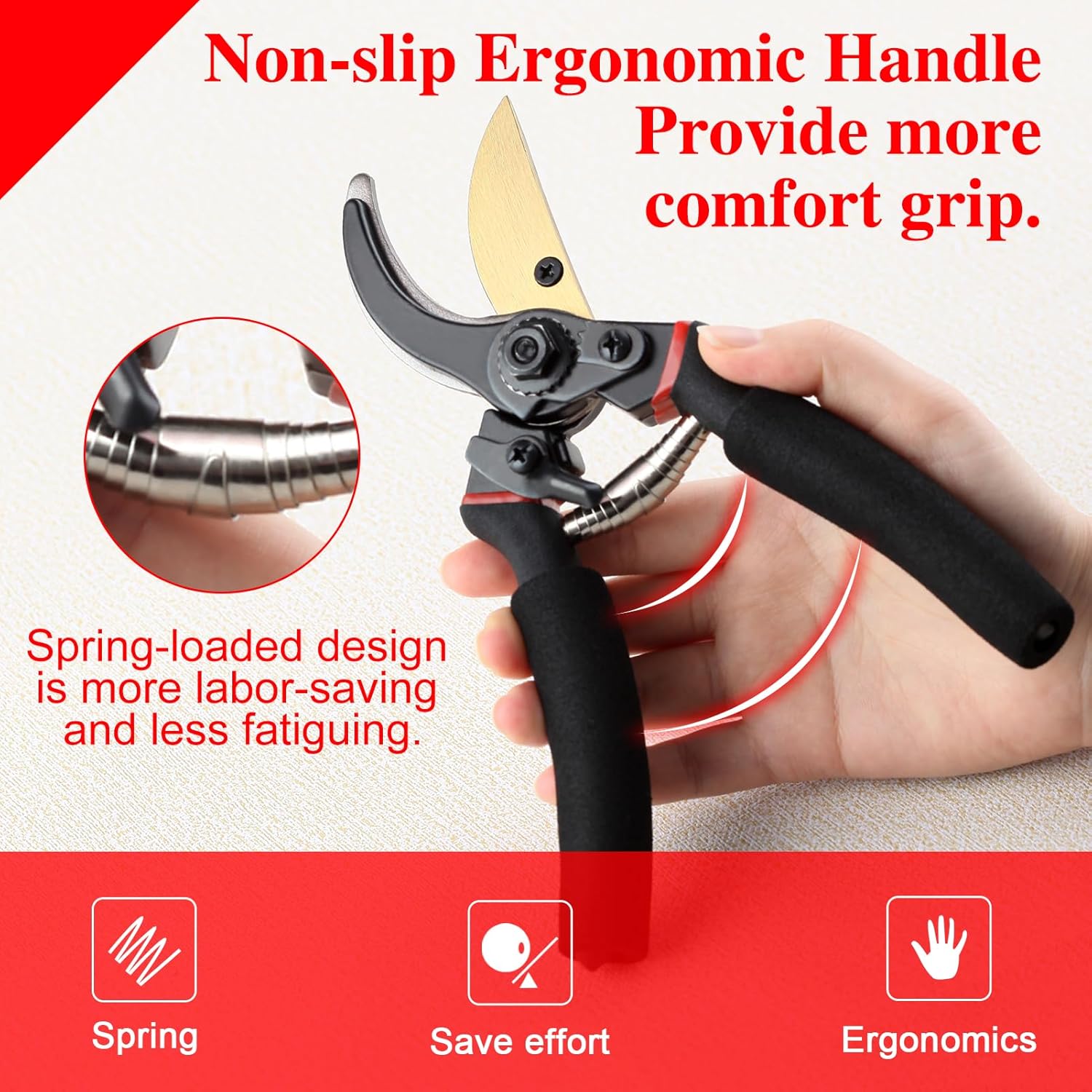SPEEDWOX 8" Pruning Shears For Gardening Tree Trimmers Secateurs Sharp Gardening Scissors With Soft Cushion Grip Handle Garden Shears Clippers Trimming Scissors Pruning Scissors Gardening Scissors