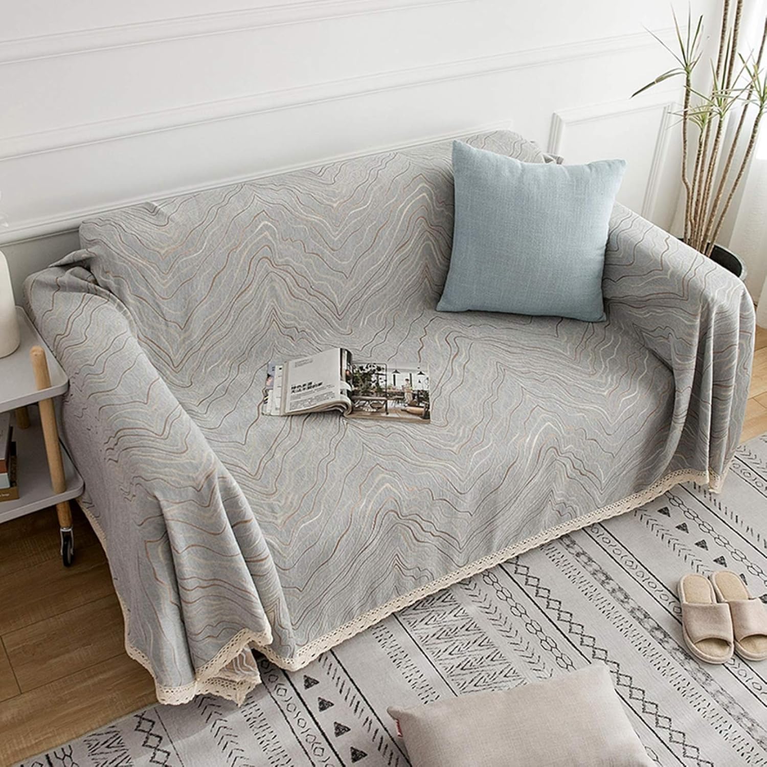 Fringe Decoration Multi-Cover Sofa Cover Stylish Cushion Blanket 180 x 180 2-Seater Sofa Cover (Pattern 5 180 x 360)