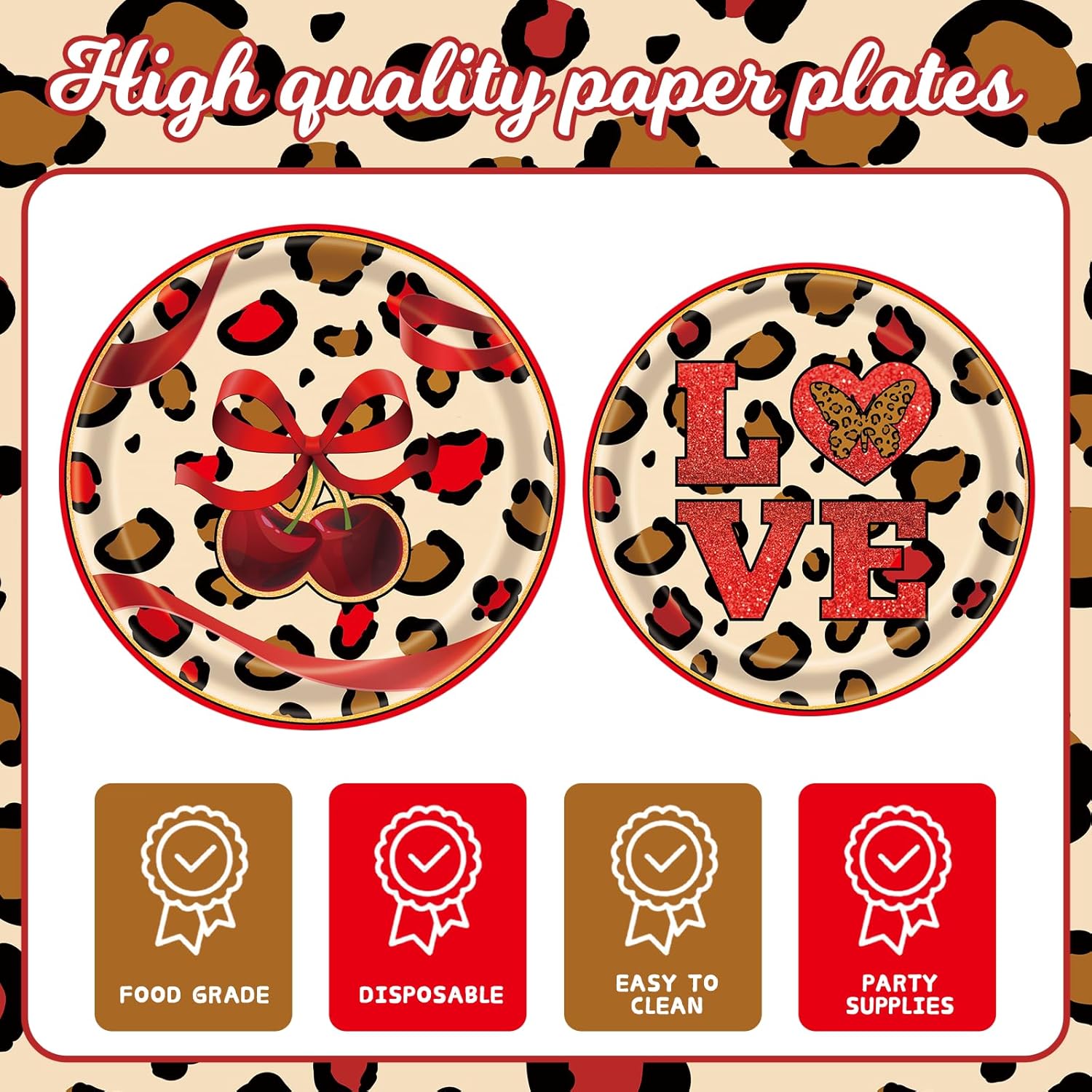 121Pcs Cheetah Print Birthday Decorations 12-Guest Set, Reusable Red Leopard Backdrop & Banners, Y2K Party Decorations, Cheetah Print Balloons, Plates & Napkins for Bachelorette & Girls Night Out