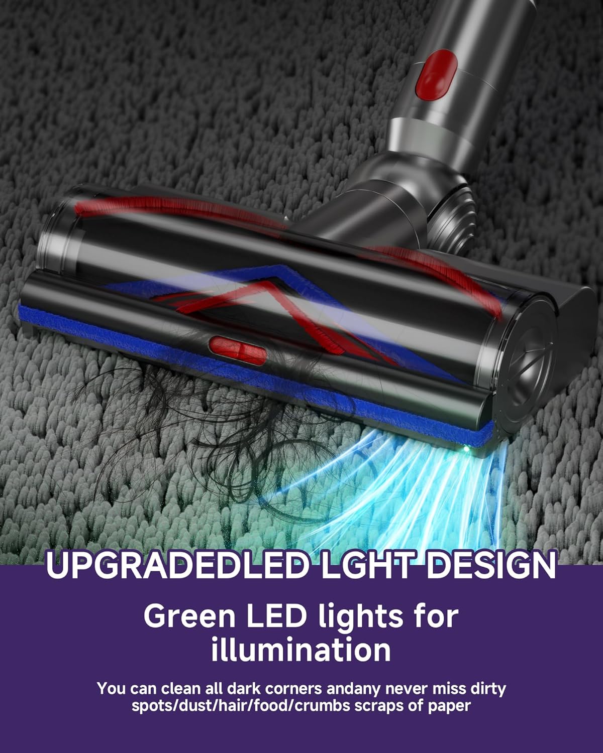 Vacuum Attachments for Dy.son V15、V11、V10、V8、V7 Cordless Stick Cleaner, with Quick-Release Floor & Carpet Brush, featuring Soft Blush Compact and Lightweight-3S (3-Roller soft brush-V3)