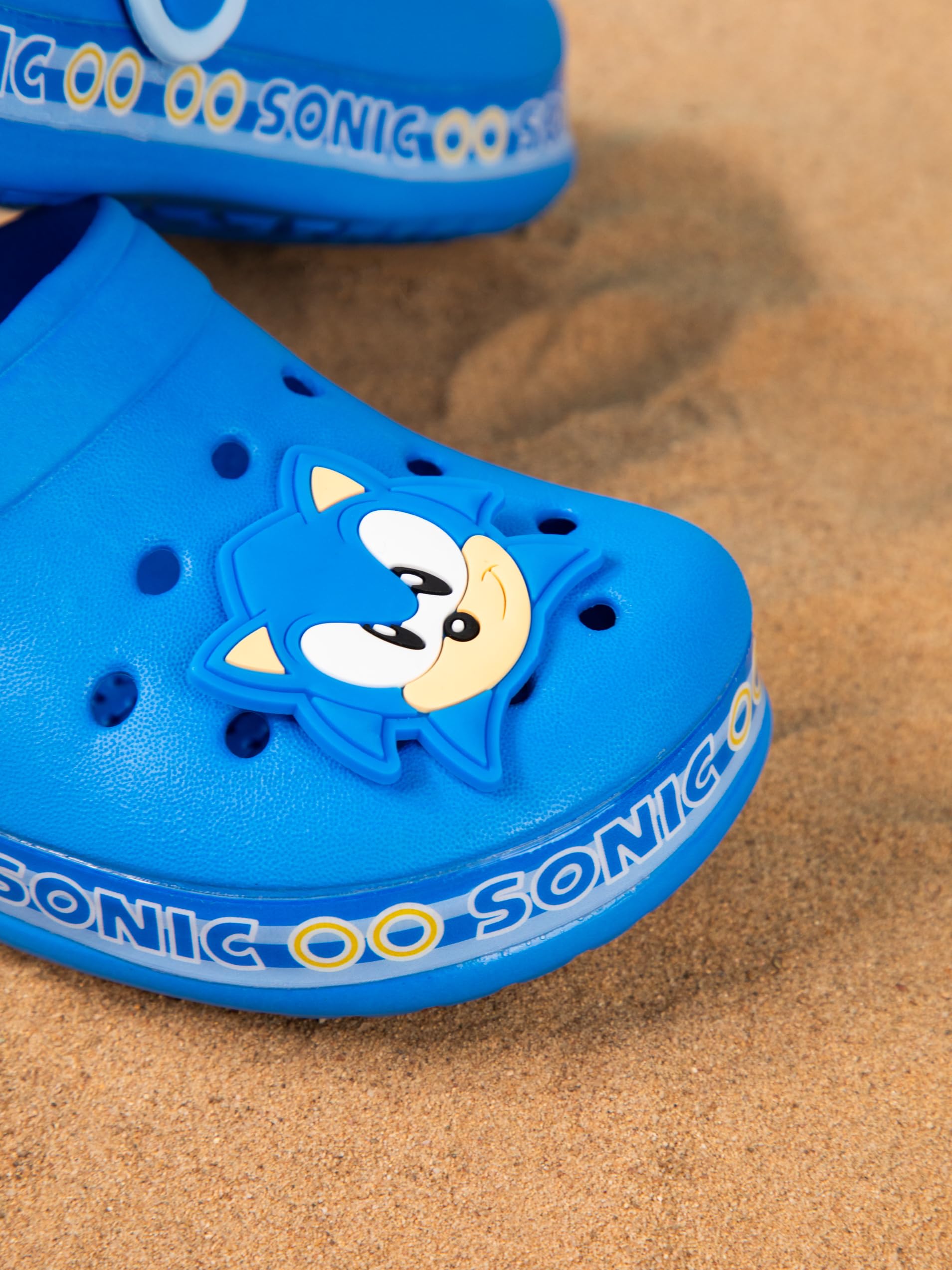 Sonic The Hedgehog Zoccoli Boys | Calzature Slip-on per Bambini con ciondoli Originali in Blu | Sandali da Gioco per Interni ed Esterni con Cinturino Regolabile | Merchandising