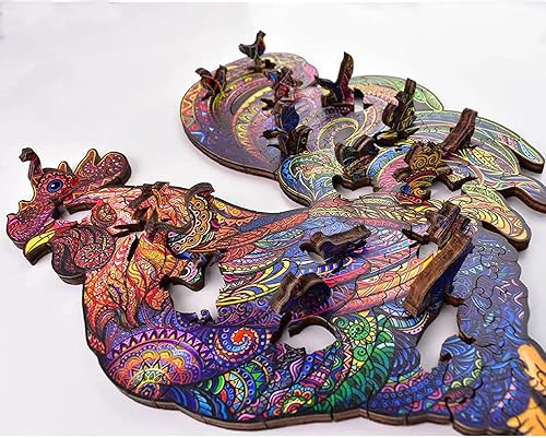 Miniatura 6 de Rompecabezas de madera para adultos, rompecabezas de madera únicos en forma de animal con 199 piezas, rompecabezas de madera cortada con láser,