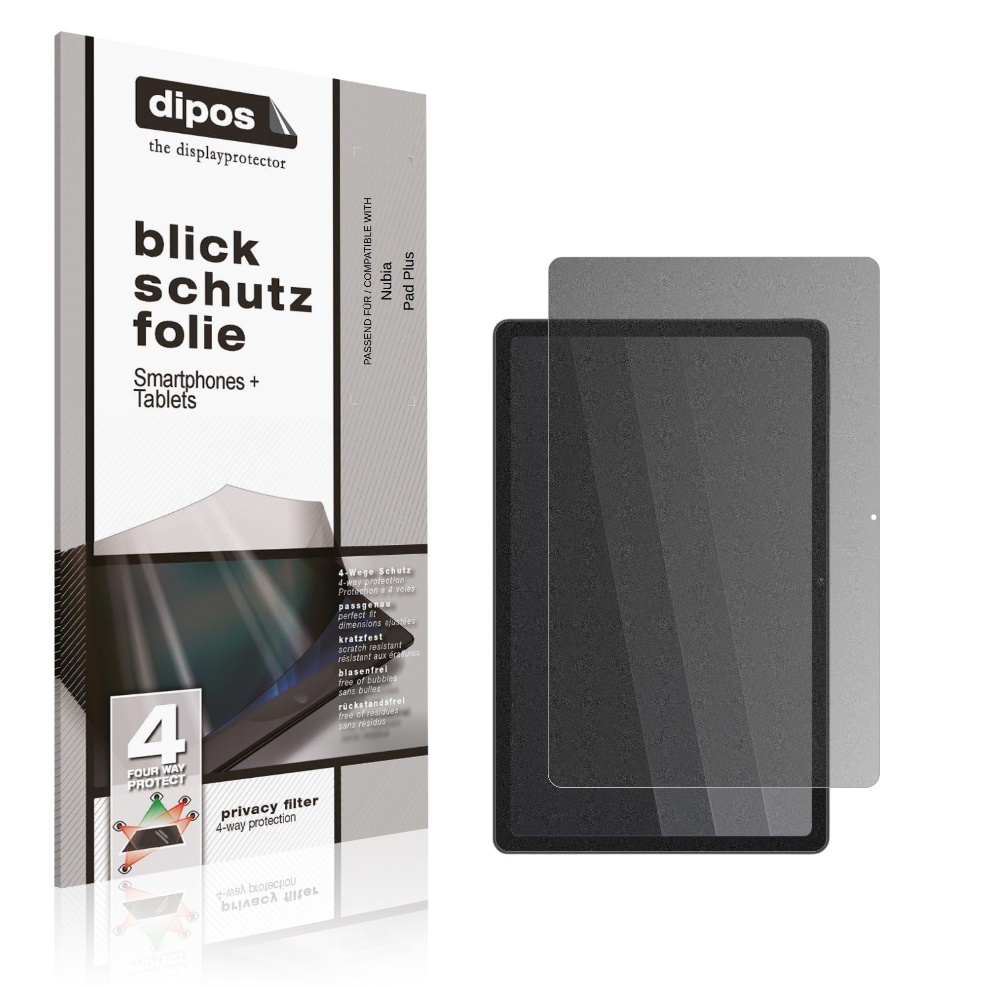 dipos Protector de Pantalla Antiespía para Nubia Pad Plus