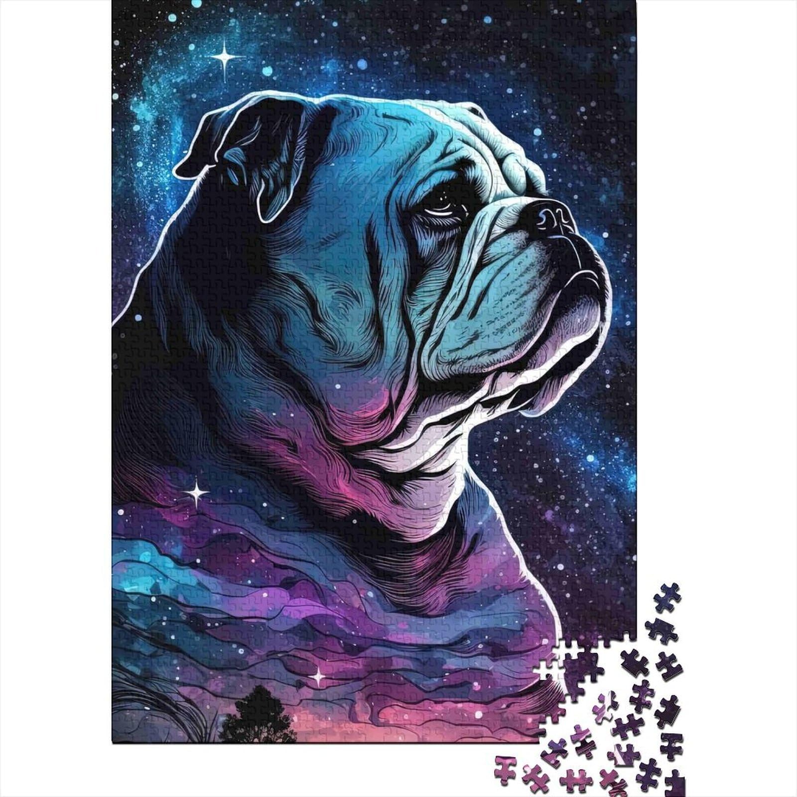 bulldog cosmic vivid aura jigsaw puzzle for adults paper 1000pc wall art