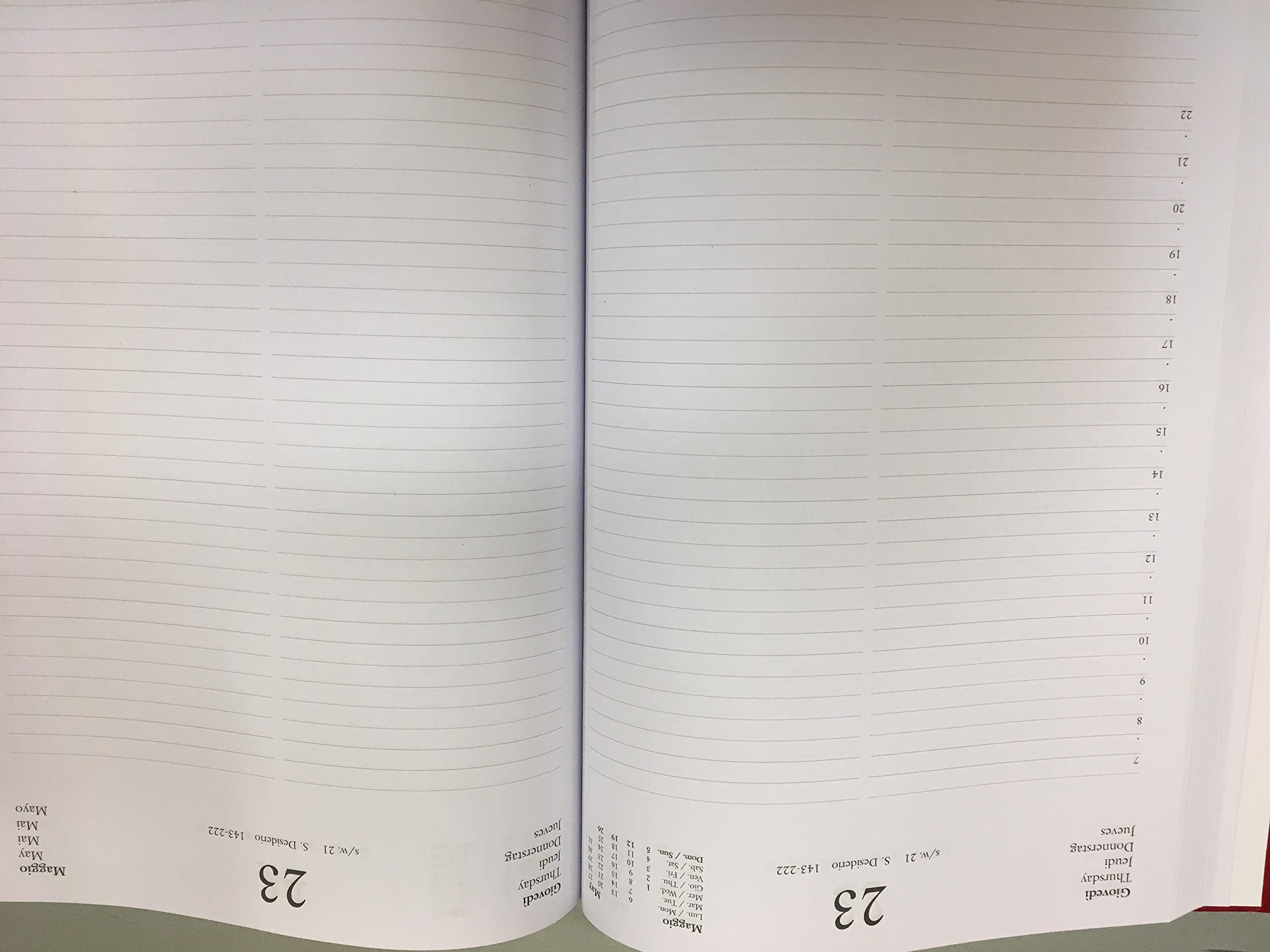 AGENDA MEGA GIORNALIERA 2 PAGINE PER OGNI GIORNO FORMATO A4 COPERTINA ROSSA