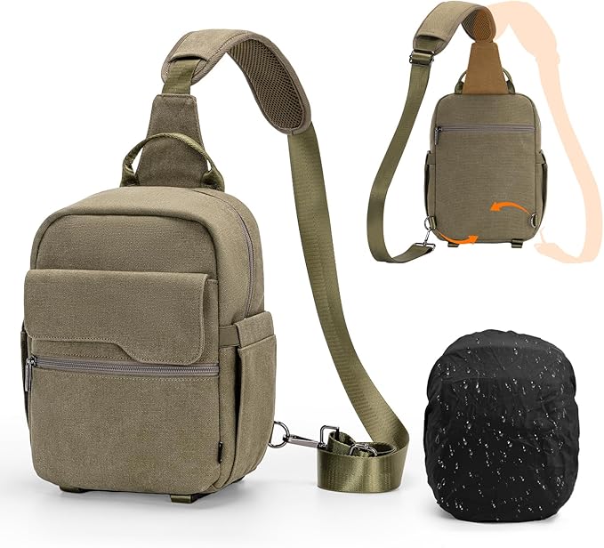 Amazon.com : Cwatcun Camera Sling Bag Compact Large Camera Case ...