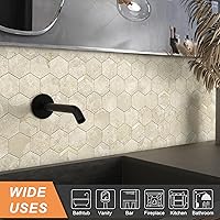 Vista 18 de VAOVI Peel and Stick Backsplash Tile,Backsplash Tile for Kitchen Peel and Stick Wall Panels Hexagon Marble Tile(White Silver,5pcs)