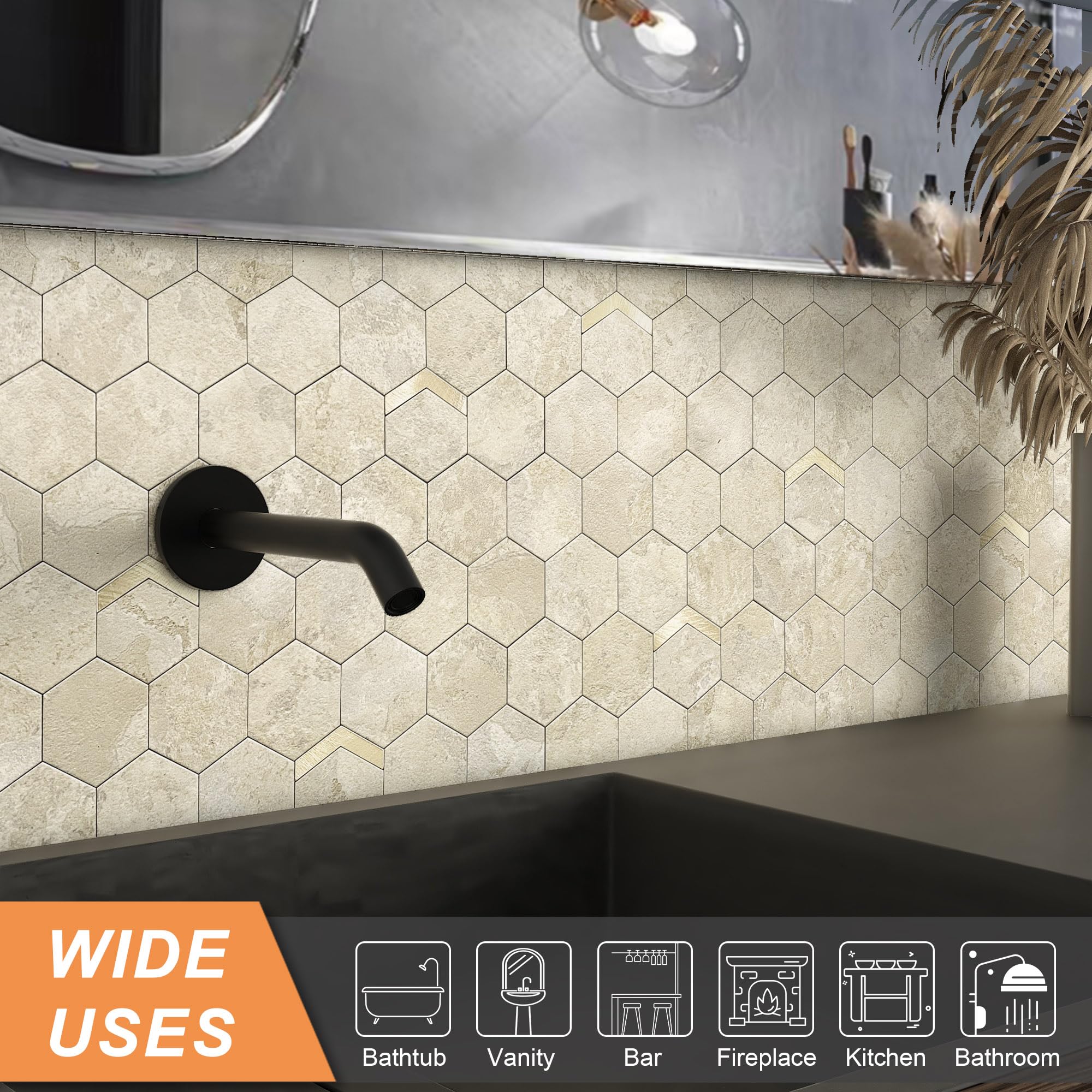 VAOVI Selbstklebende Klebefliesen Mosaik 10 Stücke,Rustik Beige
