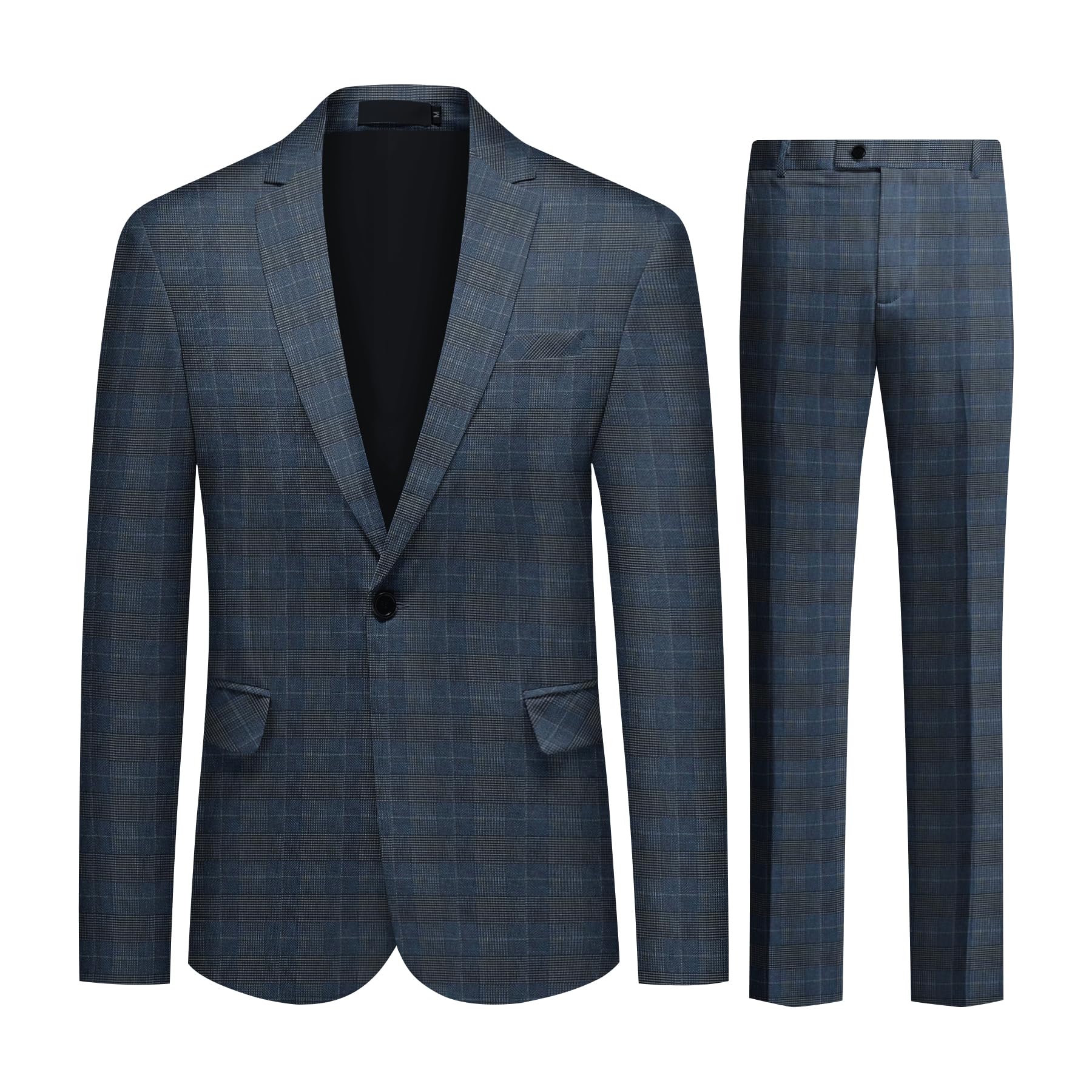 Allthemen Herren Anzug 2 Teilig Kariert Anzüge Slim Fit Klassisch Business | Hochzeit, Sakko Hose, 1 Knopf, Revers, Einreihiger, Kmoplett Set, Plaid Suit, Vintage Retro, Elegant