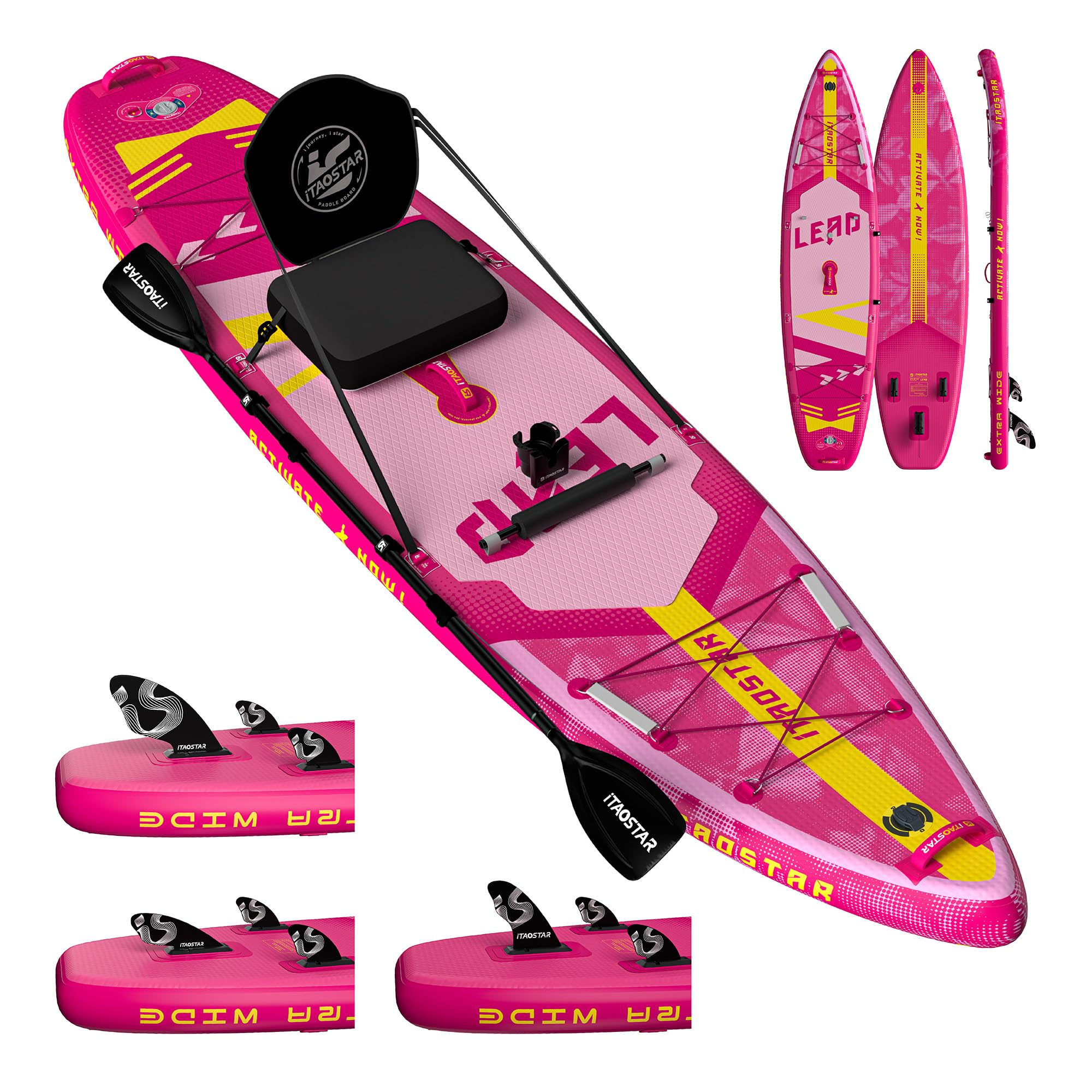iTAOSTAR Lead 12' × 35"/11' × 33" Stand Up Paddle Board, Inflatable SUP Board with 5 Fins Stable Design for Youth, All Skill Levels, Lakes, Oceans