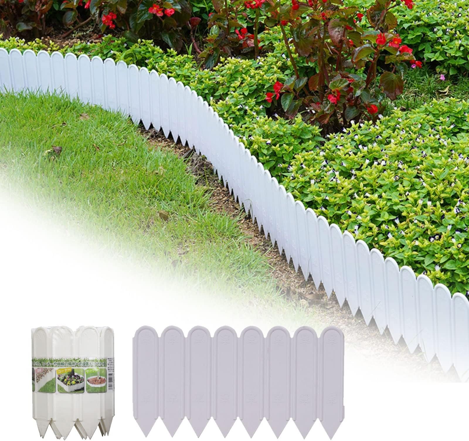 Garden Lawn Edging Border Plastic Edger Roll for Lawns Borders Flower Beds Stones Protect Grass Soil Plant Beds Diy Outdoors Landscaping Plastic Edging Roll Isolation Barrier 3cm,White,27cmx3m
