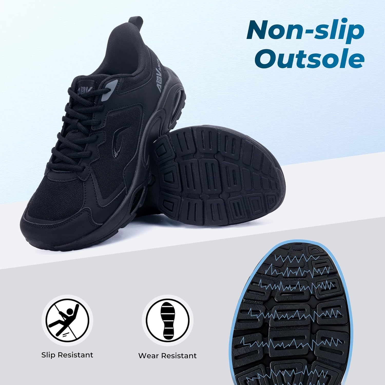 Autper Wide Toe Box Running Shoes for Men Arch Support Walking Sneakers Orthotic Slip On Tennis Shoes for Bunions Plantar Fasciitis, Flat Feet, Heel Pain Relief - Image 4