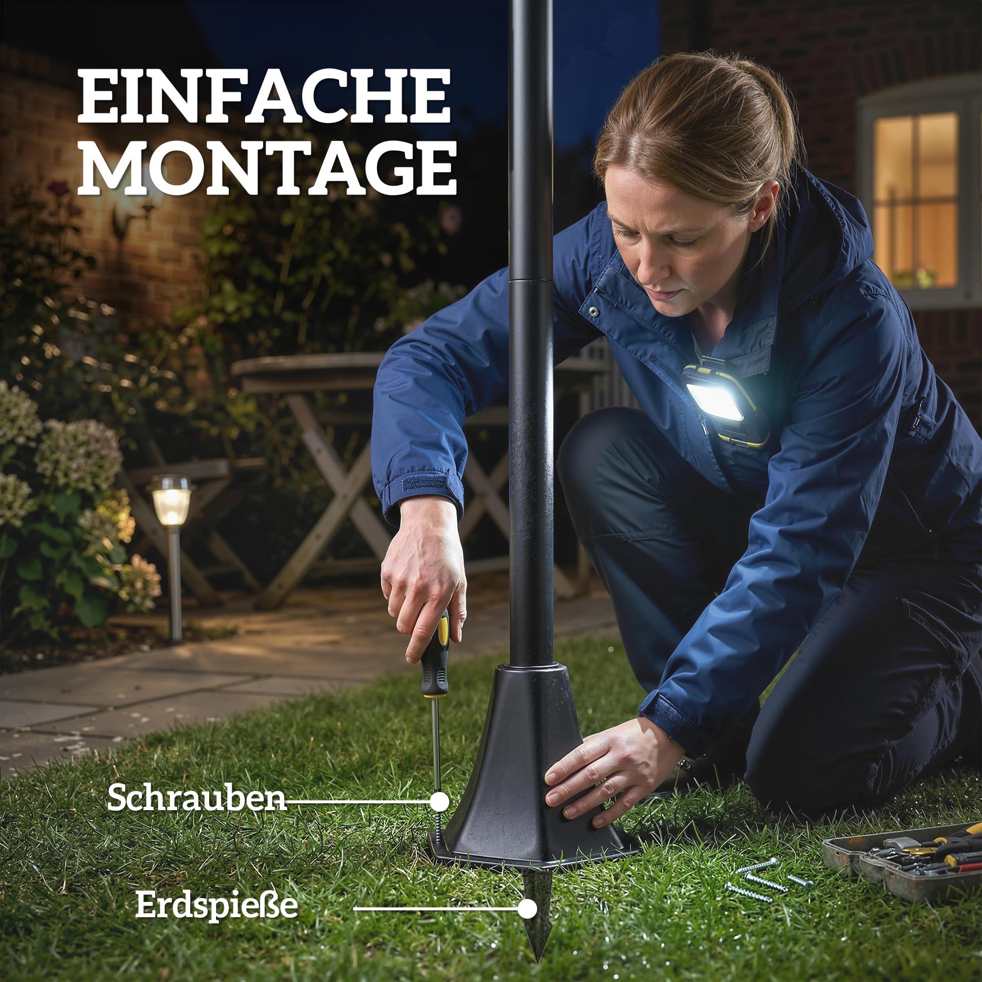 Outsunny Solar Laterne 2er-Set Stehleuchte 180cm Höhenverstellbar Außen | Gartenlaterne, 2 Helligkeitsmodi, Lichtsensor Schalter, IP44, für Garten Balkon, Solar Laternen, Solarlampen, Solarlaterne