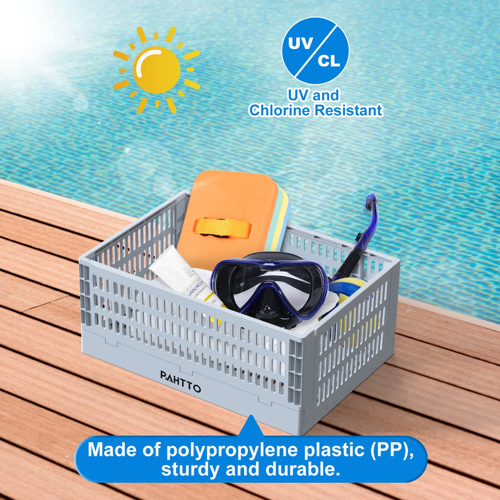 Cesto portaoggetti XL a bordo piscina, 2 pezzi, cestino pieghevole per piscina fuori terra, per giocattoli da piscina, asciugamani, bevande, organizer a bordo piscina, accessori per piscina fuori