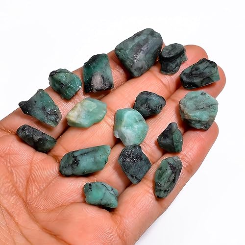 Vista 68 de 100 carats Raw Green Emerald Stone Lot, Rough Gemstone, Natural Crystals, Chakra Crystals, Healing Stones, Wholesale Pack, Jewelry Making Supply