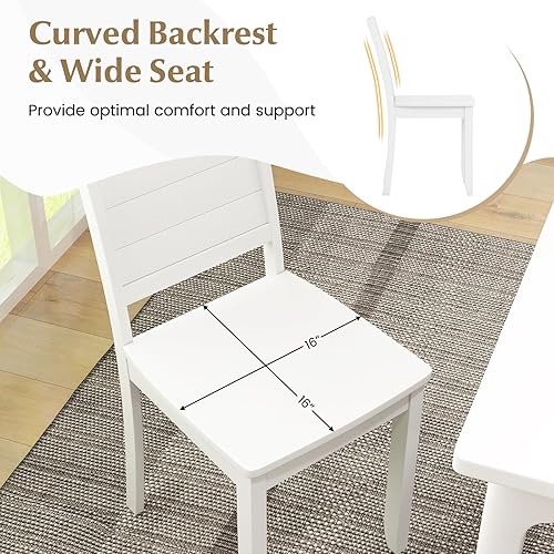Miniatura 7 de Giantex Juego de 4 sillas de comedor de madera, sillas de cocina modernas con patas de madera de goma, respaldo curvo, sillas de comedor de granja,