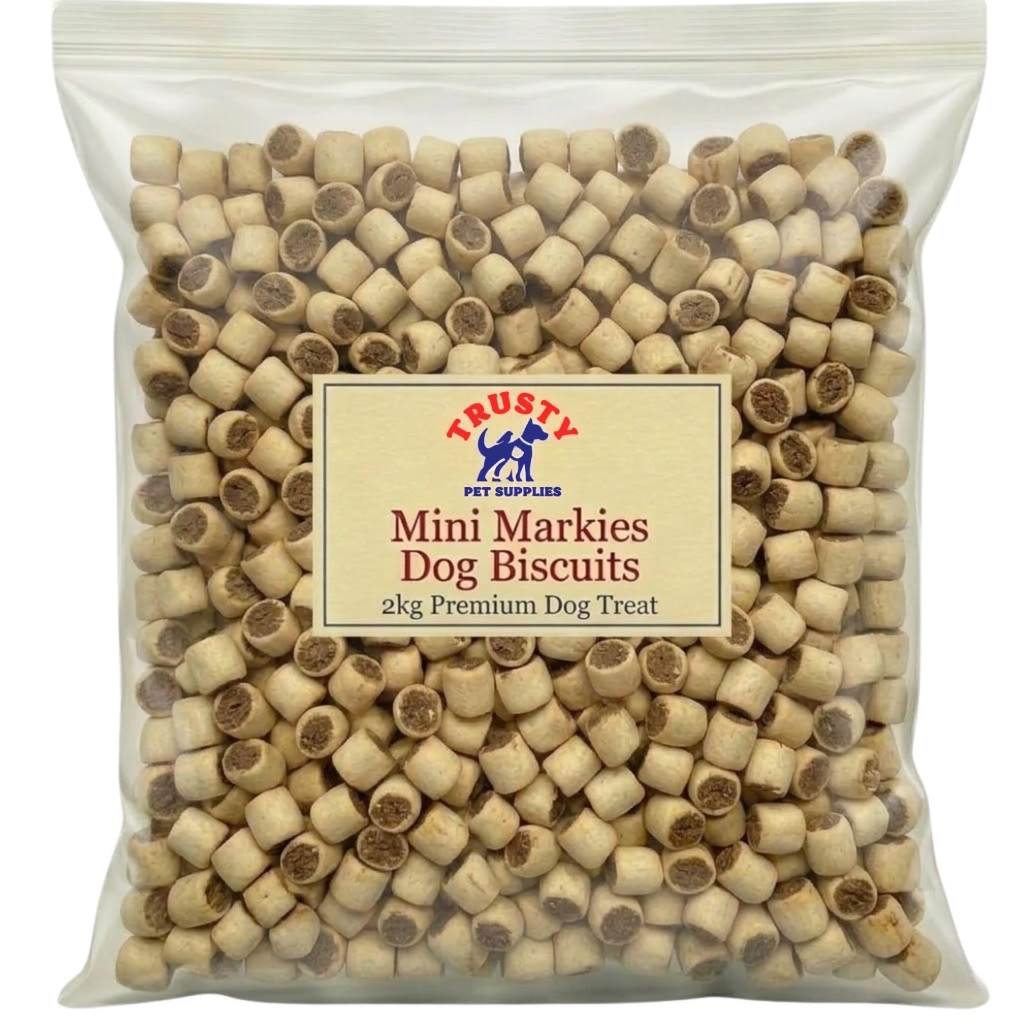 Mini Markies Dog Biscuits 2kg | Crunchy Dog Biscuit with Meaty Centre | Training Treats for Dogs | Dog Treats for Small Dogs, Medium & Seniors | Small Dog Biscuits | by Trusty Pet Supplies