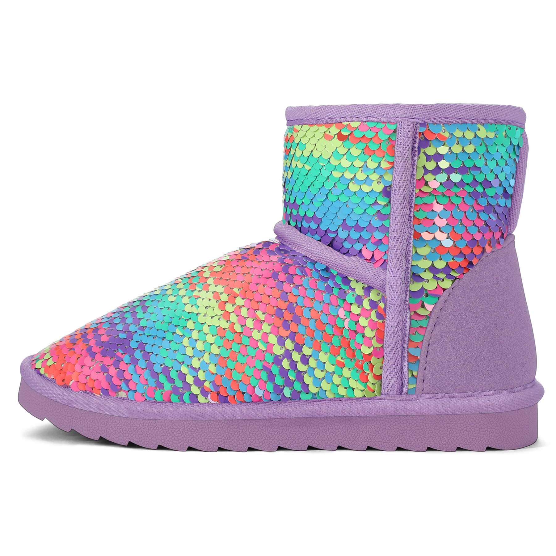 Photo 1 of (NON-REFUNDABLE) K KomForme Girls Winter Boots Sparkle Sequins Warm Snow Shoes Fur Lined Lightweight Comfy (Toddler/Little Kids/Big Kids) 12 Little Kid Rainbow