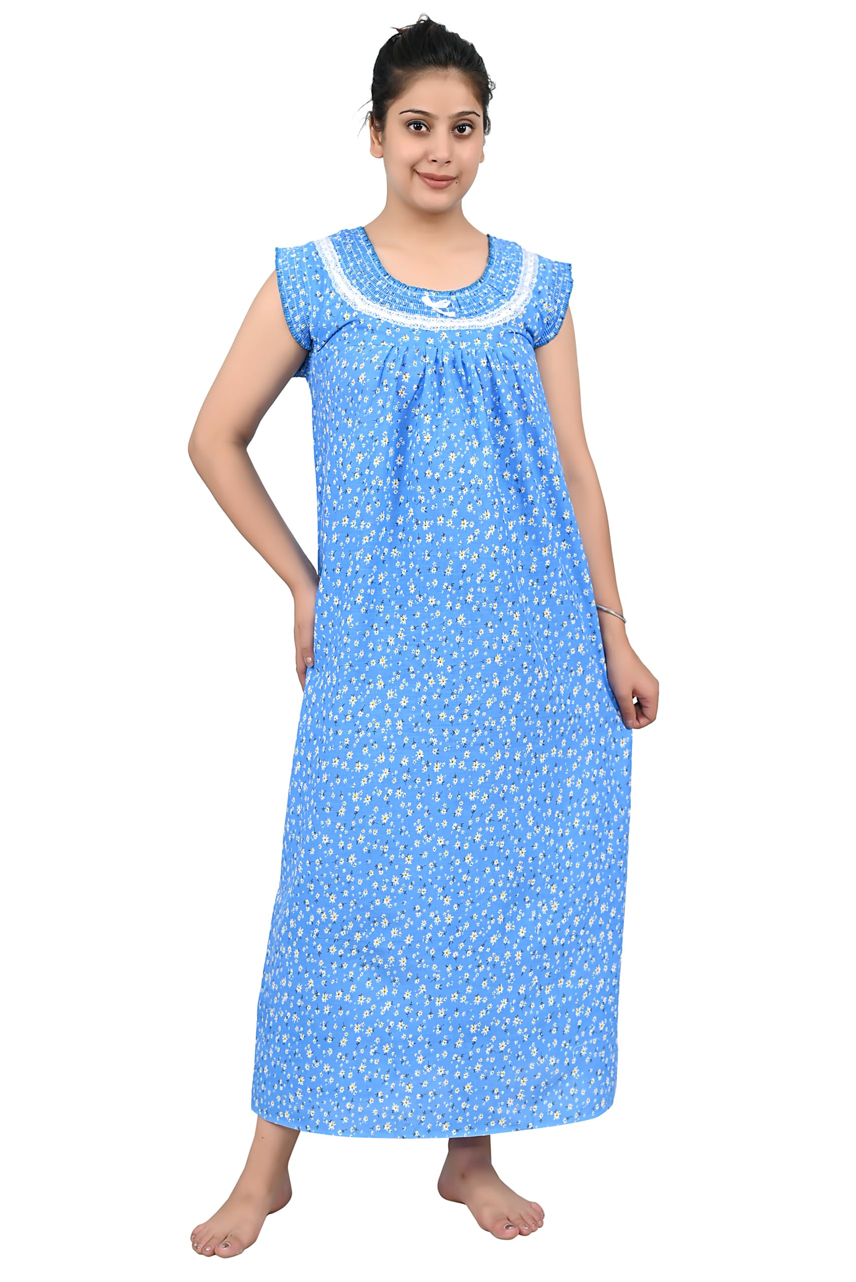 Creation Cotton Nighty for Women | Soft, Breathable Nightwear | Full Length Sleeveless Nighty Gown Free Size-image-34