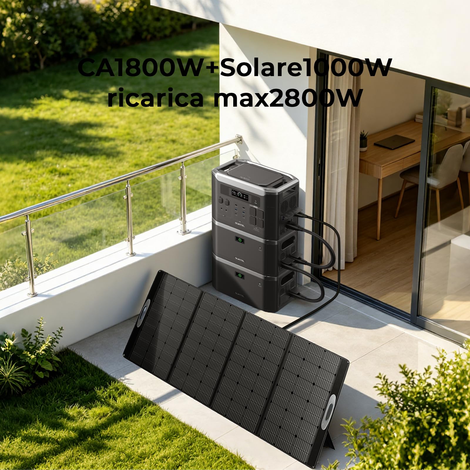 OUKITEL BP3000 Stazione di Energia Portatile 3200W, Generatore Solare, Batteria lifepo4 2048Wh, Espandibile A 16 kWh, Ricarica Rapida 1,5 H, Power Station per Campeggio Casa Emergenza