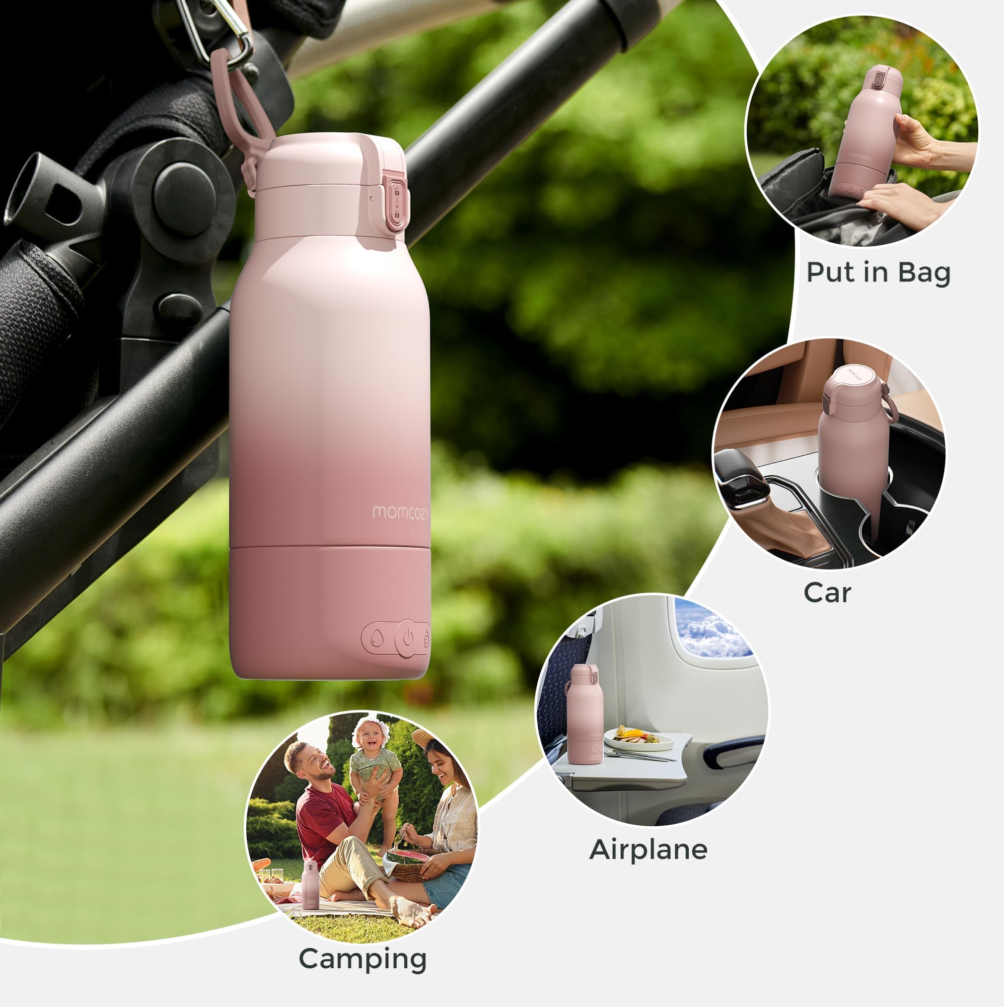 Momcozy MW05 Przenośny podgrzewacz do butelek dla dzieci do noszenia w podróży, pojemność 500 ml + 24x użycie/bateria | Certyfikowany podgrzewacz do butelek TÜV-CE | Szybkie nagrzewanie w 3 min. (Bez